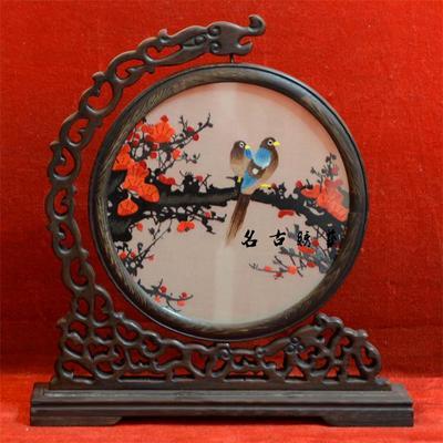 苏绣精品台屏 梅兰竹菊双面绣的艺术与收藏价值